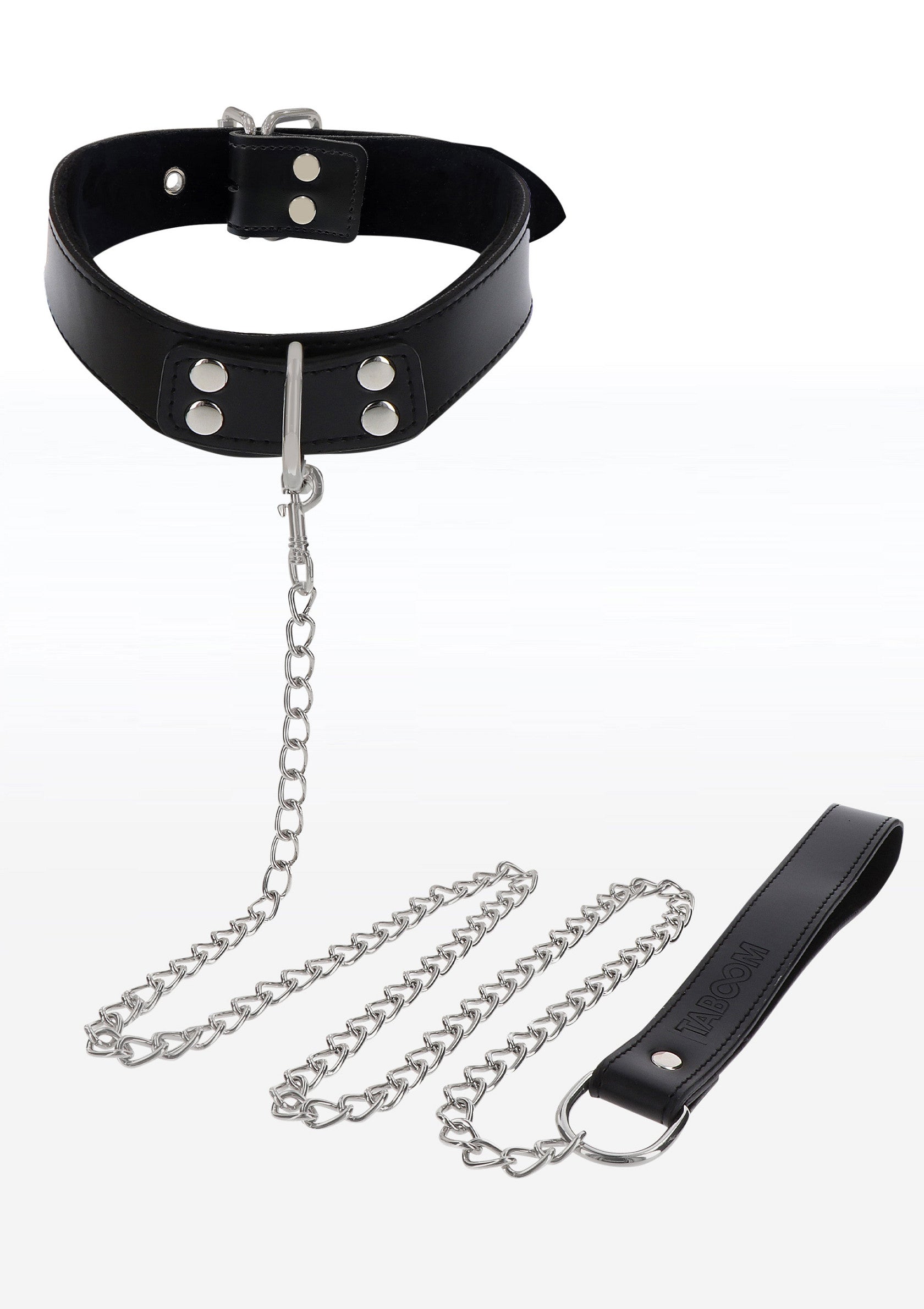 Elegante collare e guinzaglio a catena nero