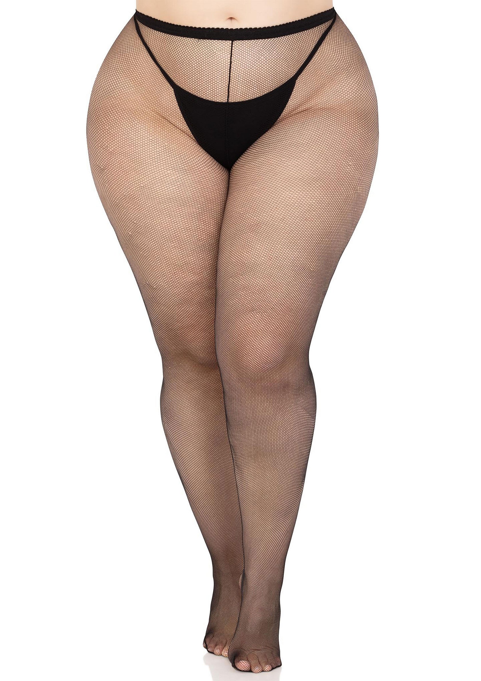 Collant a rete micro elastan Plus neri